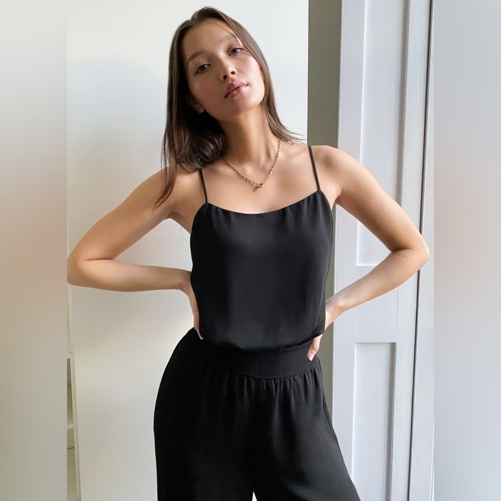 Aritzia Babaton Black Scala Wide leg Jumpsuit Flowy Black sz Medium - Picture 3 of 16